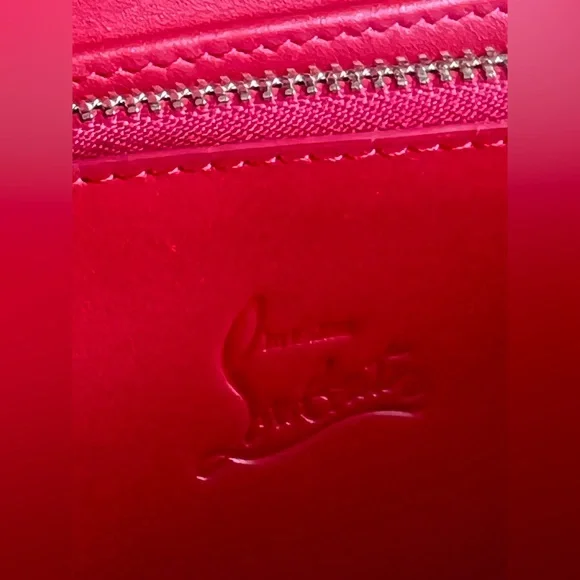 NEW Christian LOUBOUTIN Panettone Iridescent Gold Studded Red Leather Wallet